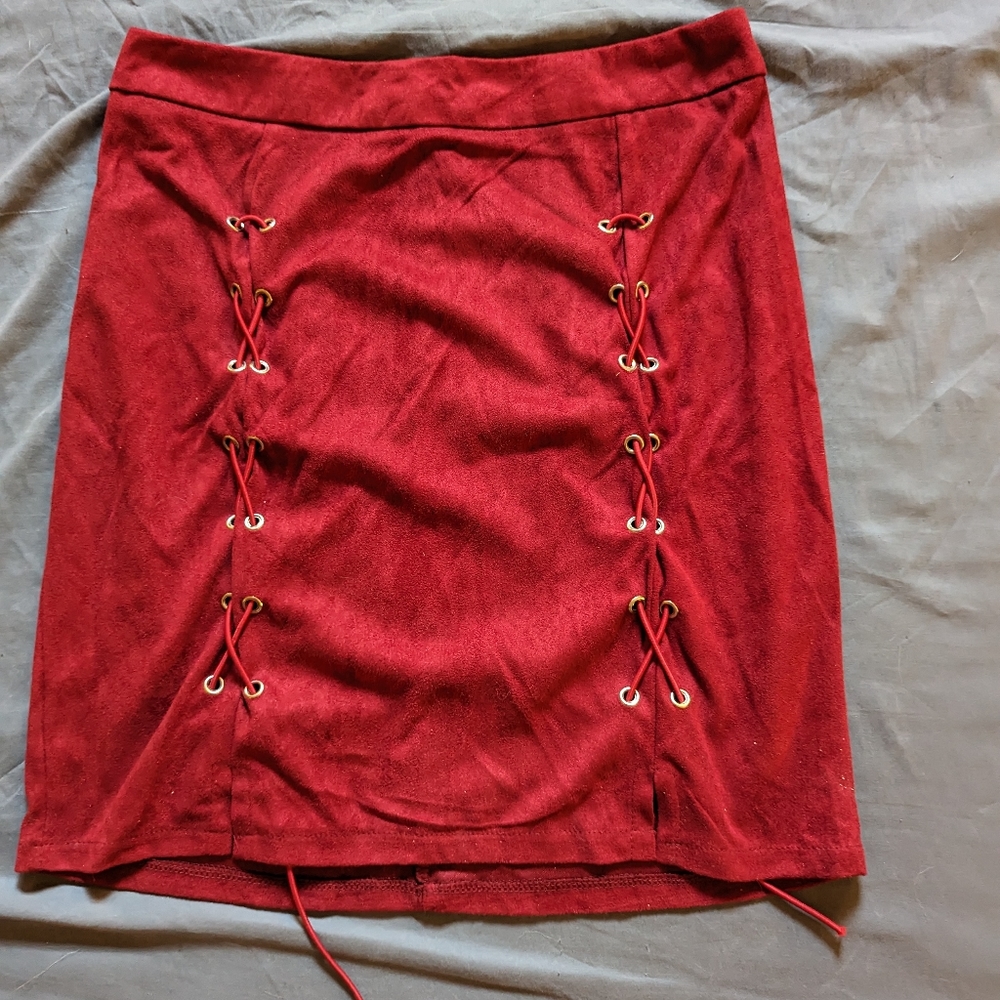 Red super soft mini skirt
